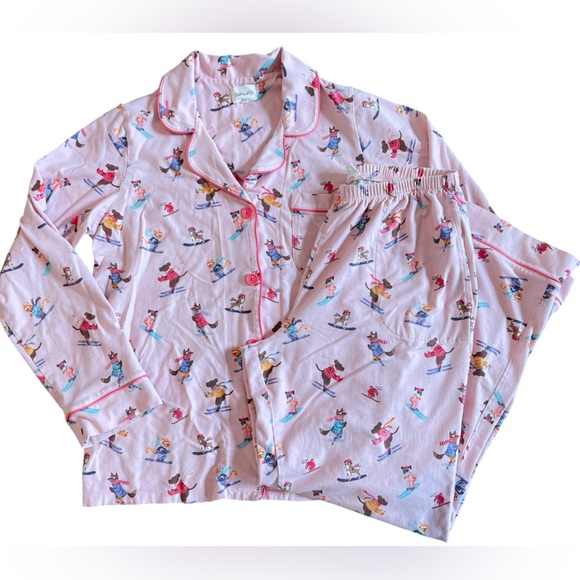 Bedhead women’s Sz Medium Pink Ski 2 Piece Classic Stretchy PJ Pajama Set - Picture 7 of 8